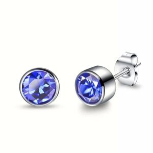 F136 Implant Grade Titanium Blue Zircon Stud Earrings | Hypoallergenic